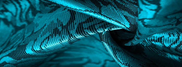 Padrão Alívio Têxteis Compósitos Tecido Seda Azul Com Padrão Floral — Fotografia de Stock