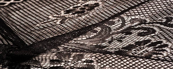 Textura Fondo Diseño Chal Encaje Femenino Negro Ganchillo Encaje Negro —  Fotos de Stock