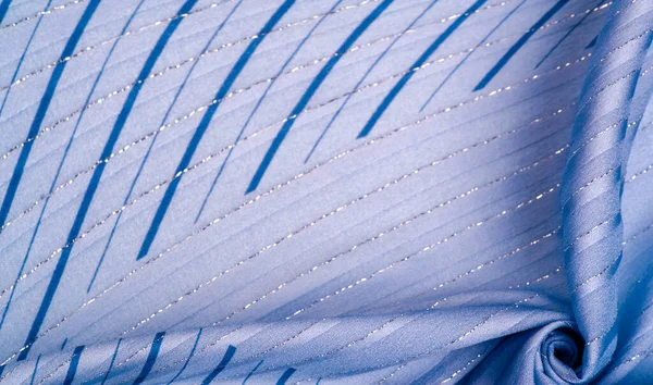 Textura Diseño Fondo Tejido Azul Con Rayas Azules Blancas Lurex —  Fotos de Stock