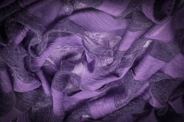Textura Fundo Design Tecido Seda Transparente Claro Cor Violeta Material — Fotografia de Stock