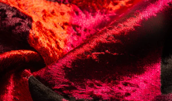 Texture Fond Motif Motif Tissu Velours Brun Jaune Rouge Tissu — Photo