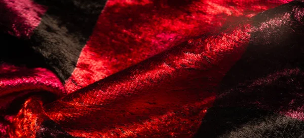 Texture Background Pattern Design Red Yellow Brown Velvet Fabric Dense — Stock Photo, Image