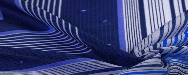 Texture Pattern Collection Silk Fabric Blue Background Striped Pattern White — Stock Photo, Image