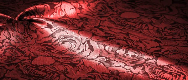 Relief Pattern Composite Textiles Red Silk Fabric Floral Pattern Unusually — Stock Photo, Image