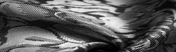 采购产品浮雕图案 复合纺织品 丝绸面料在黑白 不同寻常的愉快视觉感觉 美丽的外观 独特的光泽 — 图库照片