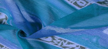 Doku, arkaplan, tasarım, kumaş üzerinde soyut desen, büyük örülmüş bir iplik, mavi beyaz çizgilerden bir desen, projeleriniz için bu kumaş.