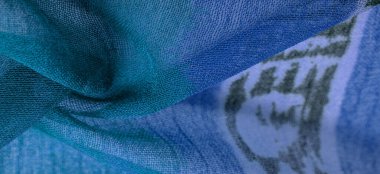 Doku, arkaplan, tasarım, kumaş üzerinde soyut desen, büyük örülmüş bir iplik, mavi beyaz çizgilerden bir desen, projeleriniz için bu kumaş.