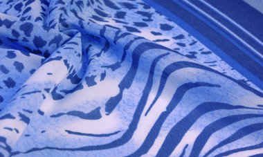 Dokusal arkaplan koleksiyonu, ipek kumaş, Afrika teması, hayvan derisi, mavi tonlar,