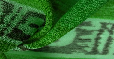Doku, arkaplan, tasarım, kumaş üzerindeki soyut desen, büyük örgülü iplik, yeşil-beyaz çizgi deseni, projeleriniz için bu kumaş