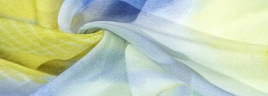 Doku, desen, koleksiyon, açık mavi, sarı ve beyaz ipek kumaş, soyut desen ve yatak tonu.