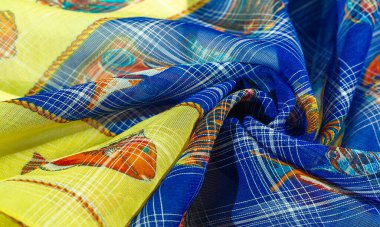 doku, arka plan, desen, koleksiyon, lacivert renkli ipek kumaş, bir mercan resifi balık, neşeli ve eğlenceli bu kumaş ile. Sanat, Elbise, Tasarım, Çocuk Sanatı