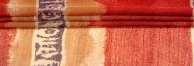 Doku, arkaplan, tasarım, kumaş üzerindeki soyut desen, büyük örgülü iplik, kırmızı-sarı bej çizgiler, projeleriniz için bu kumaş.