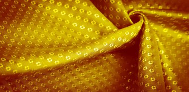 Arkaplan dokusu, dekoratif süs, sarı ipek kumaş, küçük baskılar, servet, zenginlik, zenginlik, zenginlik, servet,