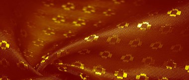 Arkaplan dokusu, dekoratif süs, sarı ipek kumaş, küçük baskılar, servet, zenginlik, zenginlik, zenginlik, servet,