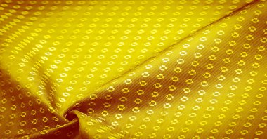 Arkaplan dokusu, dekoratif süs, sarı ipek kumaş, küçük baskılar, servet, zenginlik, zenginlik, zenginlik, servet,