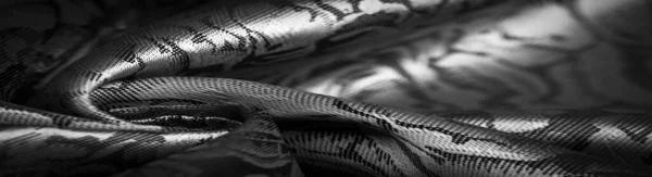 Reliefmuster Textilverbund Seidenstoff Schwarz Und Weiß Mit Floralem Muster Ungewöhnlich — Stockfoto