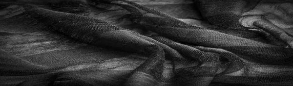 Текстура Фон Дизайн Легкая Прозрачная Шелковая Ткань Черно Белом Цвете — стоковое фото