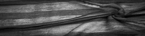 Texture Sfondo Design Tessuto Seta Trasparente Chiaro Bianco Nero Materiale — Foto Stock