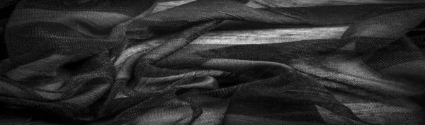 Texture Sfondo Design Tessuto Seta Trasparente Chiaro Bianco Nero Materiale — Foto Stock