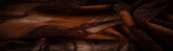 Doku Arkaplan Tasarım Açık Şeffaf Ipek Kumaş Kahverengi Yumuşak Dokunmatik — Stok fotoğraf
