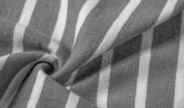Texture Sfondo Motivo Design Tessuto Strisce Lana Grigia Bianca Maglieria — Foto Stock