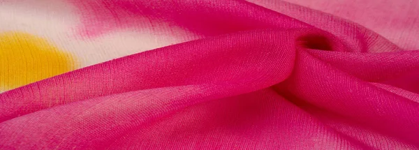 Textur Muster Kollektion Seidenstoff Dunkelrosa Hollywood Cerise Weiße Abstrakte Blumen — Stockfoto