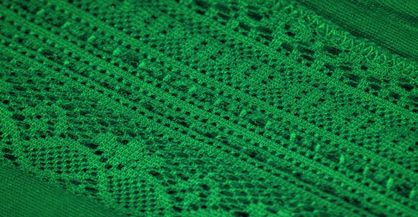 Textuur Achtergrond Design Groene Gebreide Kanten Driehoekige Sjaal Sjaal Wintersjaal — Stockfoto