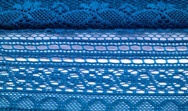 Textur Hintergrund Design Blau Gestrickter Dreieckiger Spitzenschal Schal Herbst Winterschal — Stockfoto