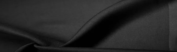 テクスチャ パターン 黒絹の生地 これは絹のサテン織りです フロント側の密度 滑らかさと光沢の違い 柔らかさ それはよくドレープされます デザイン プロジェクトの使用 — ストック写真