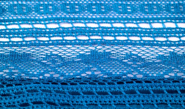 Texture Fond Design Foulard Triangulaire Dentelle Tricotée Bleue Châle Écharpe — Photo