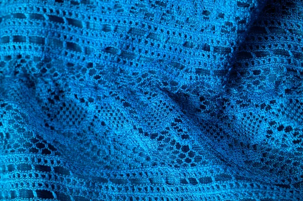Textur Hintergrund Design Blau Gestrickter Dreieckiger Spitzenschal Schal Herbst Winterschal — Stockfoto