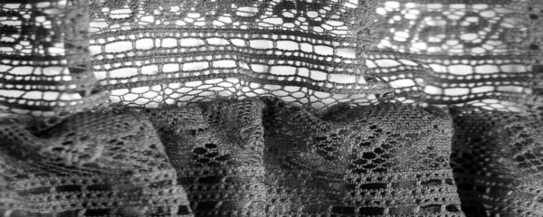Textuur Achtergrond Design Zwarte Gebreide Kanten Driehoekige Sjaal Sjaal Herfst — Stockfoto