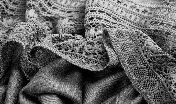 Textura Fondo Diseño Bufanda Triangular Encaje Punto Negro Chal Bufanda — Foto de Stock