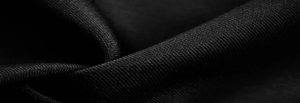 Текстура Фон Узор Черная Шелковая Ткань Шелковое Атласное Плетение Различается — стоковое фото