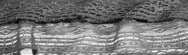 Texture Sfondo Design Sciarpa Triangolare Pizzo Lavorato Maglia Nera Scialle — Foto Stock