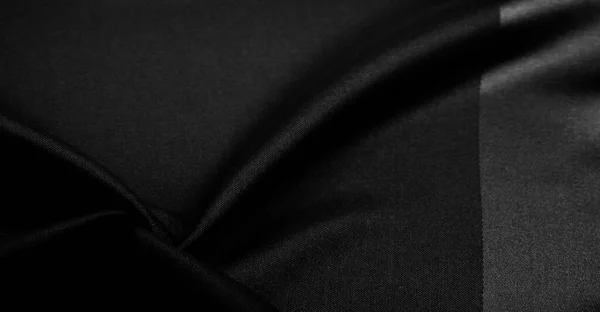 テクスチャ パターン 黒絹の生地 これは絹のサテン織りです フロント側の密度 滑らかさと光沢の違い 柔らかさ それはよくドレープされます デザイン プロジェクトの使用 — ストック写真