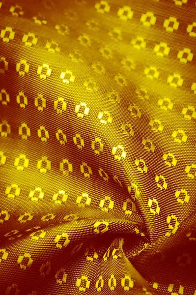 Textura Fondo Ornamento Decorativo Tela Seda Oro Amarillo Con Estampados —  Fotos de Stock