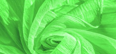 Doku, arkaplan, desen, koleksiyon, buruşuk ipek yeşil kumaş. 3 Boyutlu Katlama