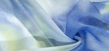 Doku, desen, koleksiyon, açık mavi, sarı ve beyaz ipek kumaş, soyut desen ve yatak tonu.