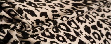 Doku, arkaplan, desen, kadın yün şalı, siyah ve bej, Afrika motifleri, yün ve modülden yapılmış, kenarları kıvrımlı bir yılan şeklinde..