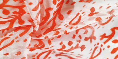 Doku, desen, koleksiyon, ipek kumaş, kadın eşarbı, bej arka planda kırmızı yakut pastel.