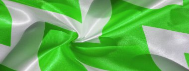 Doku, arka plan, desen, ipek yeşil ve beyaz krep nefes. Bir baskı ile Labirent Küp Geometrik Kumaş. Projeleriniz için en iyi çözüm. Bu kumaşla en iyisi olacaksın..