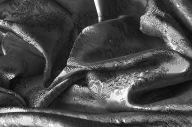 desen, arka plan, desenli siyah çelik gri kumaş. Geleneksel Asya elementlerine dayanmaktadır