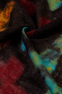 Doku, arkaplan, dekor, modern, tekstil, sanat, tasarım, renkli kelebek desenli siyah yün kumaş