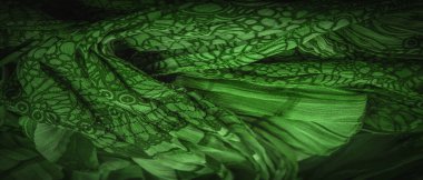 Arkaplan dokusu, dekoratif süs, koyu lacivert ipek kumaş, çiçek deseni, kıvrım, resif, dalgalı, dalgalı, dalgalı, küçük dalga veya kumaşın yüzeyinde bir dizi dalga,