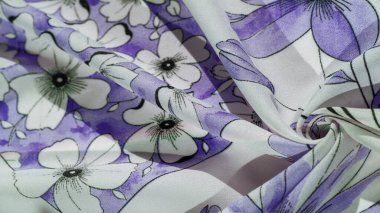 Doku, arkaplan, desen, koleksiyon, ipek kumaş, kadın eşarbı, mavi gözlüklü beyaz krem, yeşil kenar.