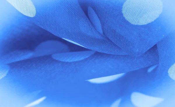Textura Fundo Ornamento Decorativo Tecido Seda Azul Polka Dot Pontos — Fotografia de Stock