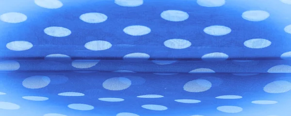 Background Texture Decorative Ornament Blue Polka Dot Silk Fabric Dots — Stock Photo, Image