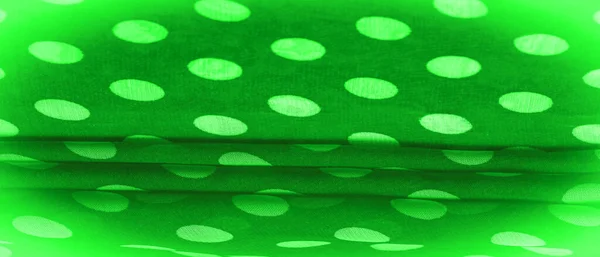Textura Fundo Ornamento Decorativo Tecido Bolinhas Verdes Pontos Redondos Tecido — Fotografia de Stock