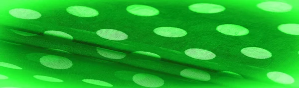 Textura Fundo Ornamento Decorativo Tecido Bolinhas Verdes Pontos Redondos Tecido — Fotografia de Stock
